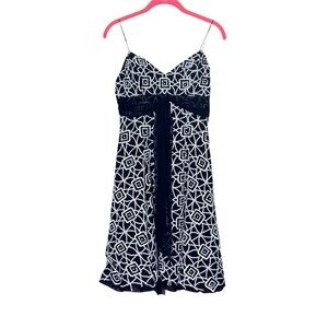 Vintage Scala Black White Beaded Mini Dress XS Silk Y2K Party Glam